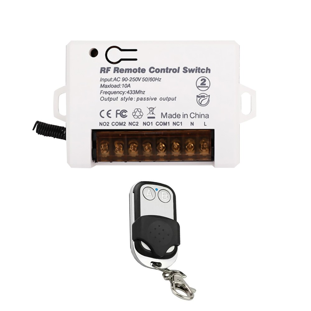 110V 220V 2Ch for Garage/Gate Relay Receiver Wireless Remote Control Switch aa
