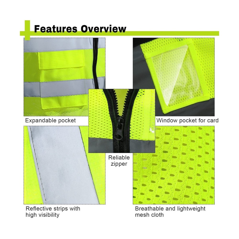 JaGely 30 Pack Reflective Safety Vests with Pockets, High Visibility Mesh Con...