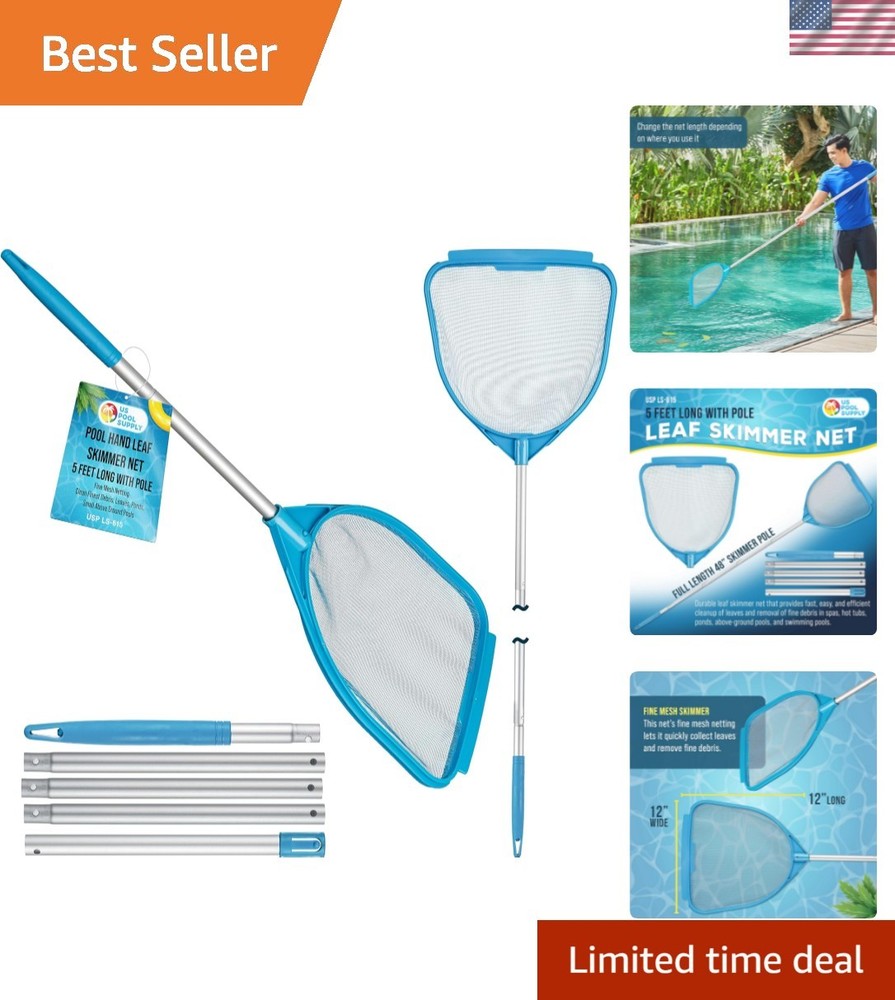 Sturdy Fine Mesh Spa & Pool Skimmer Net with Adjustable Length for All Pools