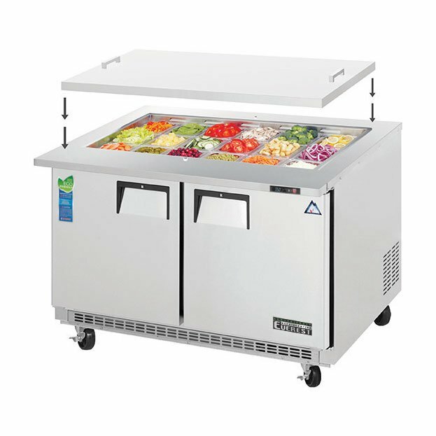 Everest EOTP2 47" Two Section Open Top Prep Table, 18 Pan