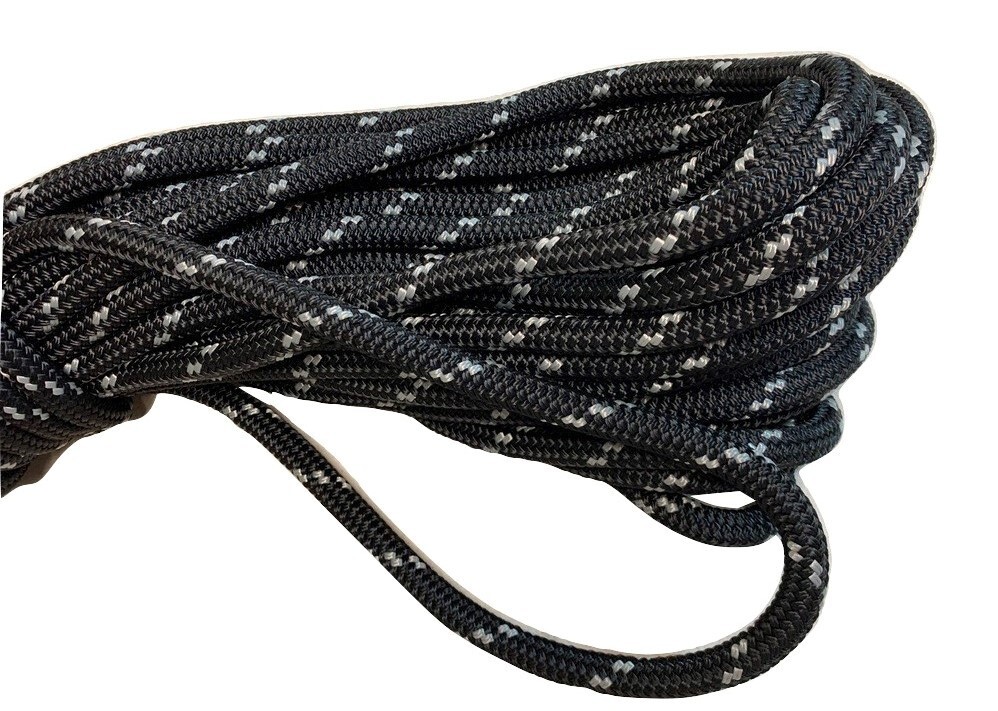 9/16" x 50 ft. Double Braid Polyester Rope yacht braid black/silver