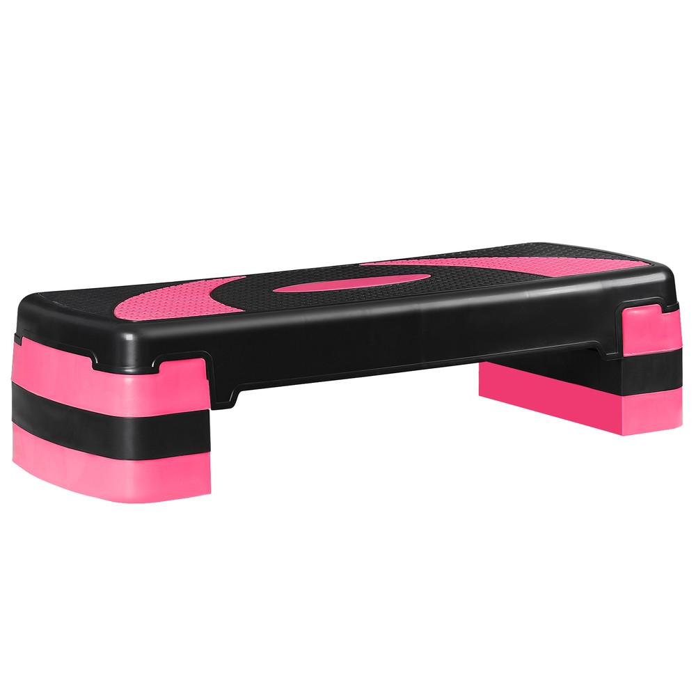 30" Aerobic Step Platform Workout Exercise Stepper w/Risers Adjust 4"-6"-8" Pink