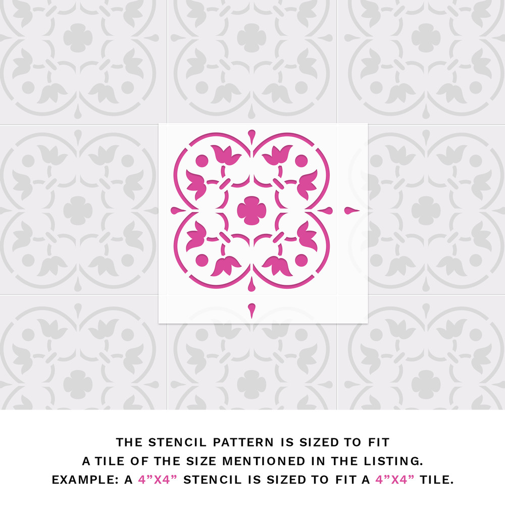 Ursula Tile Stencil - Durable & Reusable Mylar Stencils