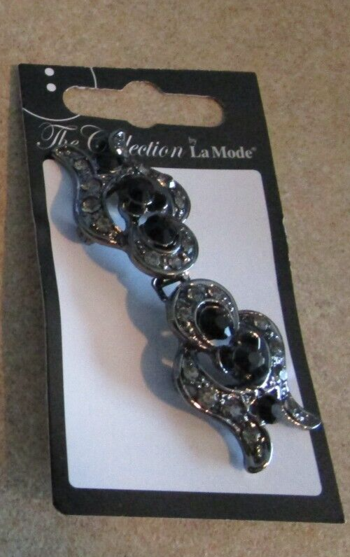 LAMODE BLACK & RHINESTONE CLASP - SEW ON