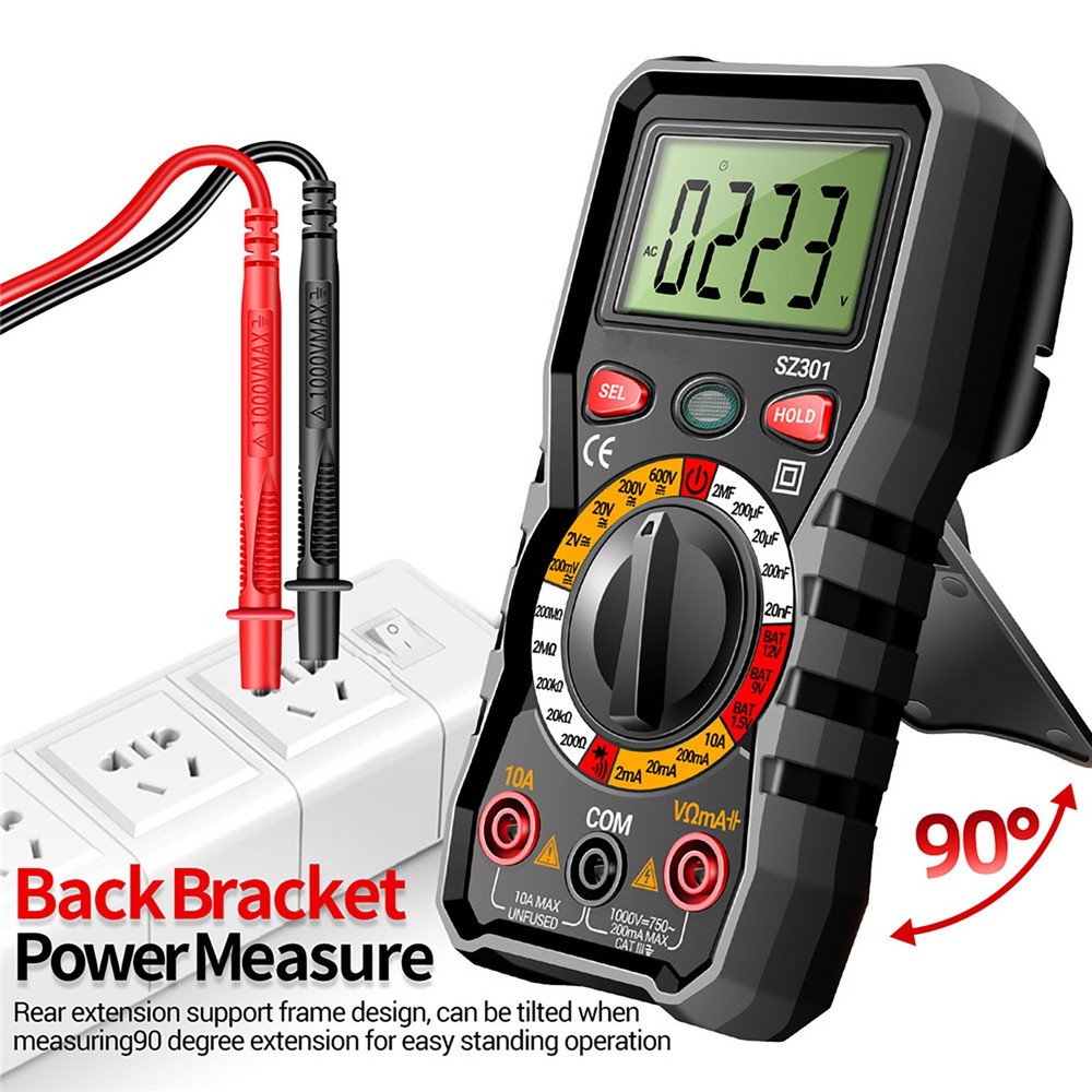 Essential Digital Multimeter Kit Measures Voltage Current Resistance w Probes