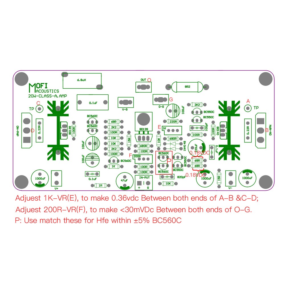 1pair 20W Class A Power Amplifier PCB Board