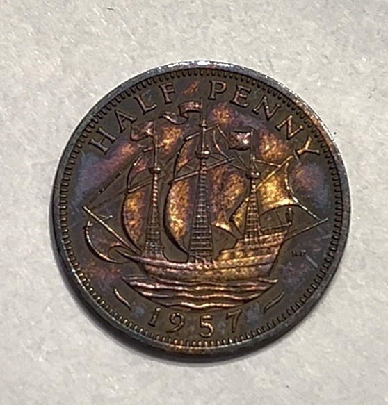 1957 Half Penny Great Britain Original