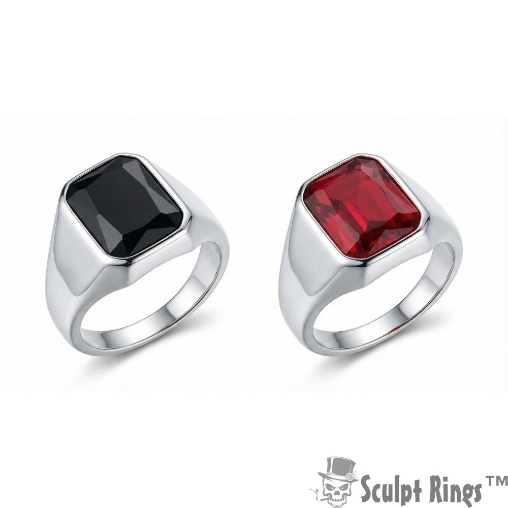 Sculpt Rings™ Zircon Stainless Steel Ring - Bold Rectangular Design