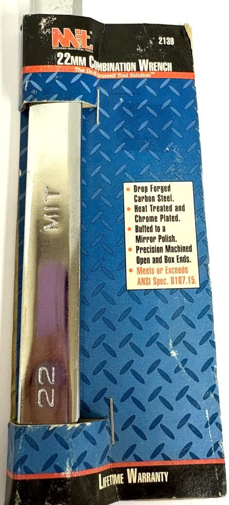 22MM COMBINATION WRENCH CHROME FINISH 12 POINT MIT 2139