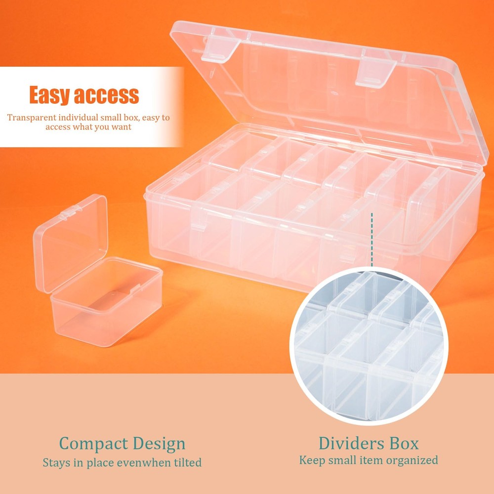 Mathtoxyz 2PCS Bead Organizers and Storage Box, Medium Size Case Plastic Cont...