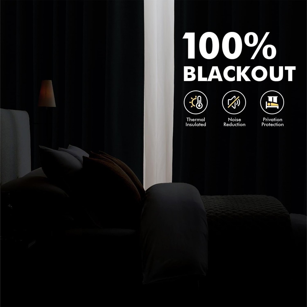 100% Blackout Linen Curtains Greyish White Solid Decor Thermal Insulation