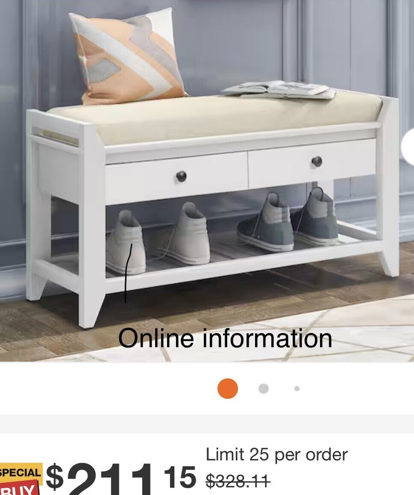 White Bench Model WF195386AAK