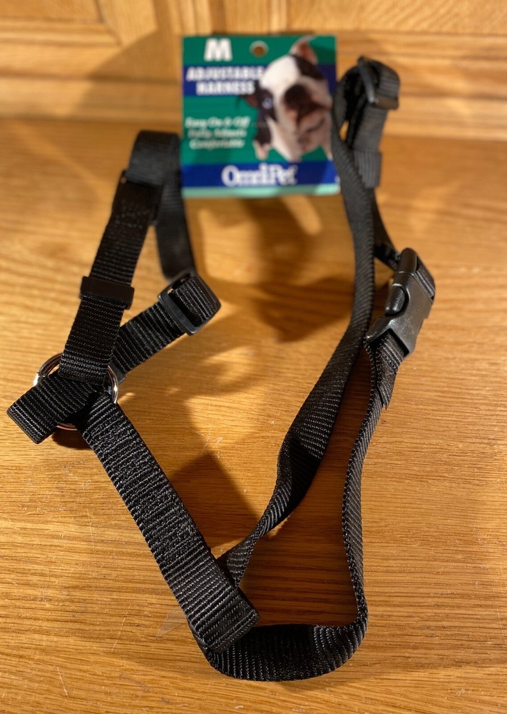 New! OMNIPET Adjustable Pet Harness Black Size Medium Easy On Easy Off