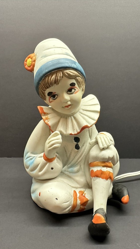 Ceramic Clown Bedside Night Light 7.5"