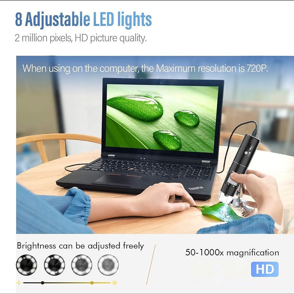 Wireless Digital Microscope, Skybasic 50X-1000X Magnification WiFi Black