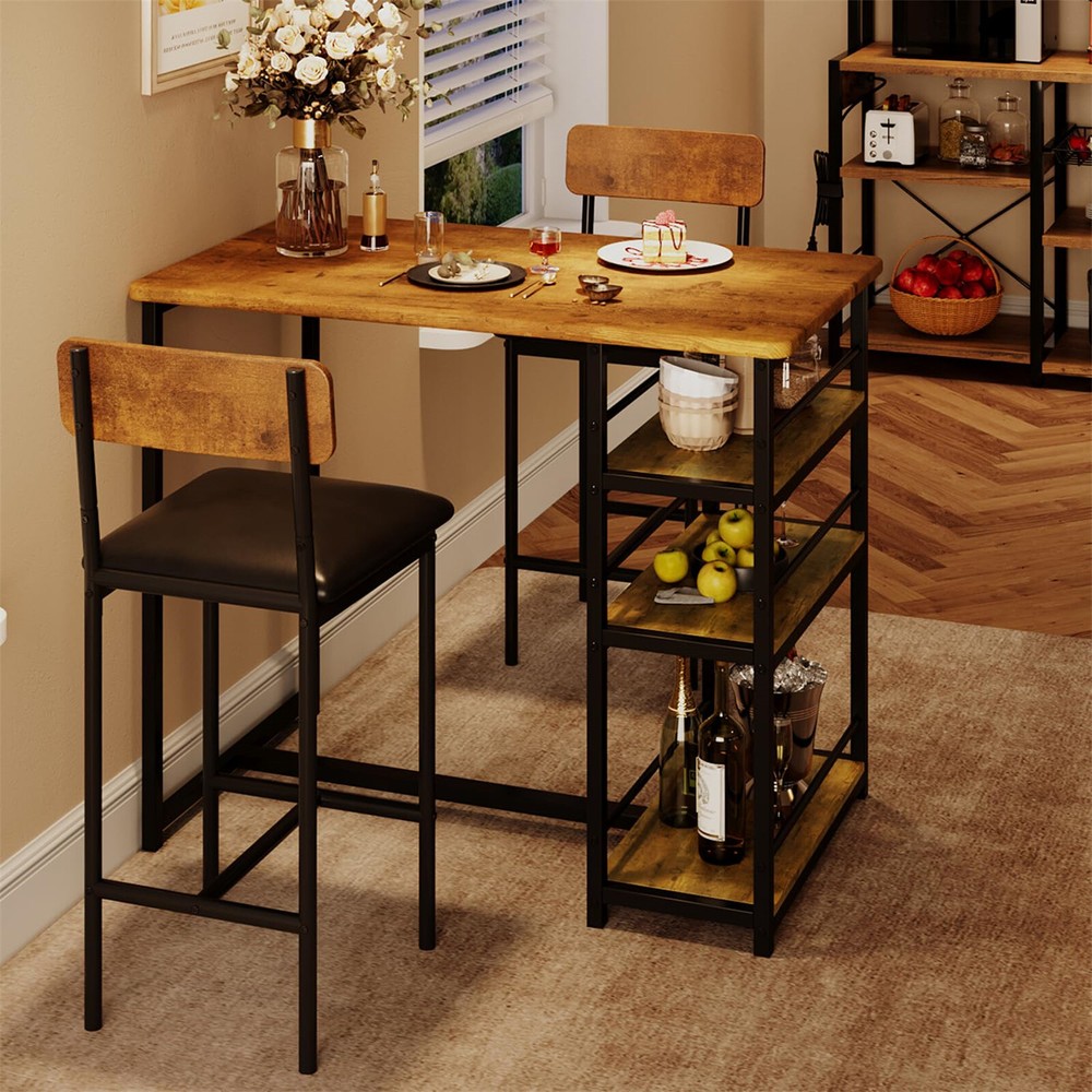 ✅Dining Table Set for 2 Kitchen Table Set with 2 Upholstered Chairs Pub Table Se