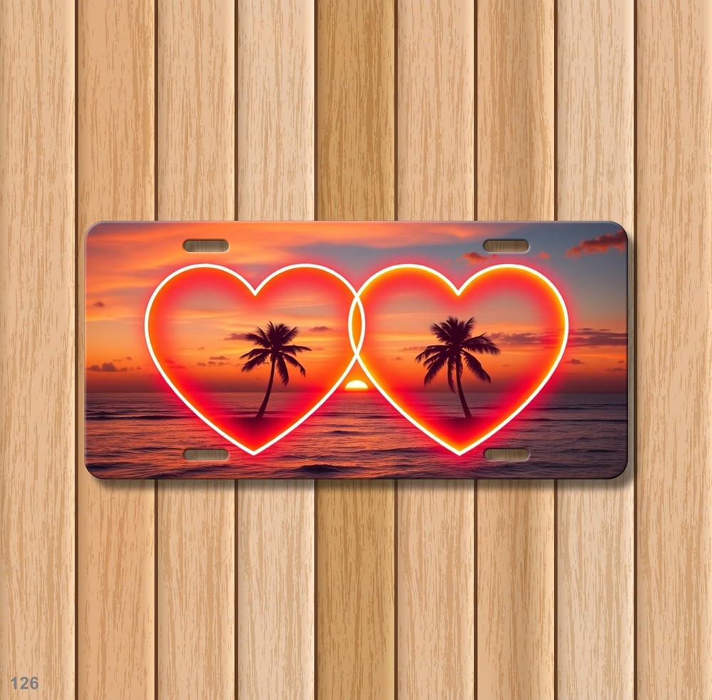 Stunning Double Hearts Style Custom Name License Plate Custom Made Decor