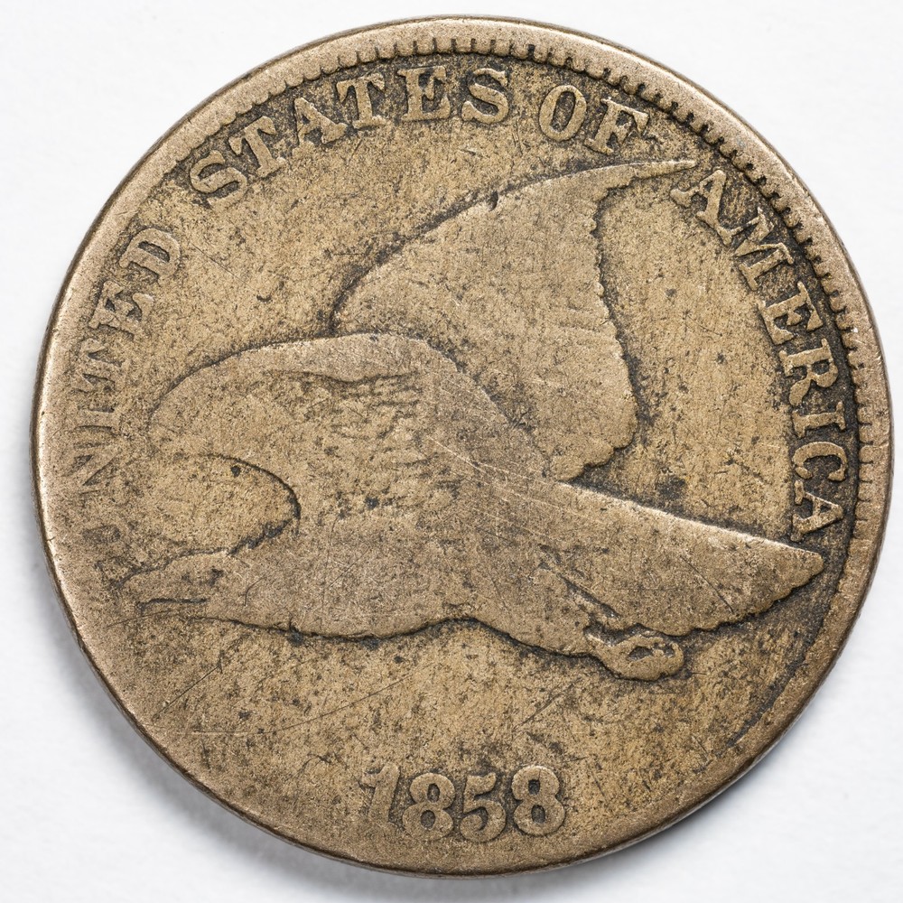 1858 LL Large Letters Flying Eagle Cent Good (G)