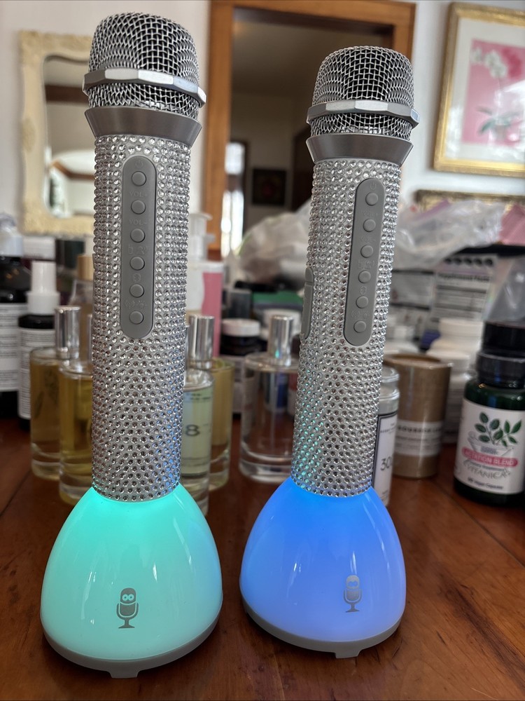 Bling Mic Wireless Walkie Talkie Microphone Singing Machine 2pc Set