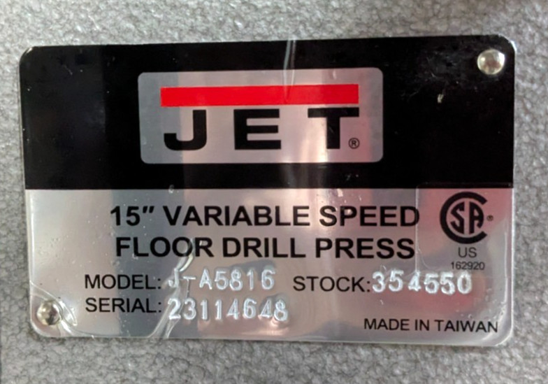 JET 15" Variable Speed Drill Press 2MT 1 HP 115V *Scratch & Dent*