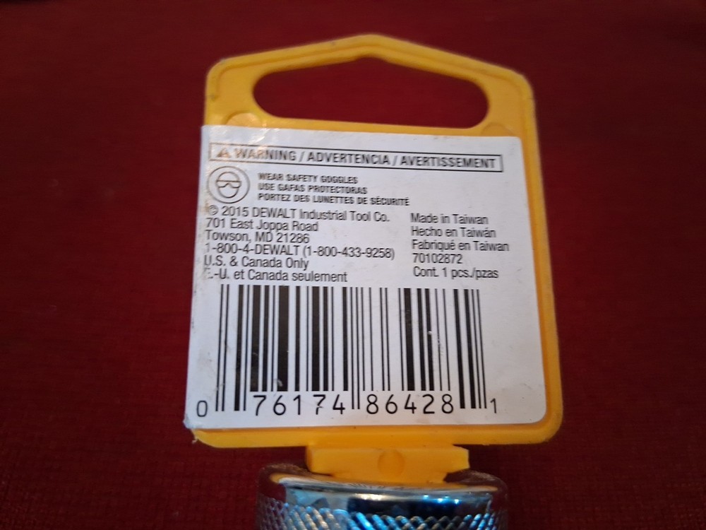 Dewalt 20mm 1/2" Dr. 12 Point Deep Socket