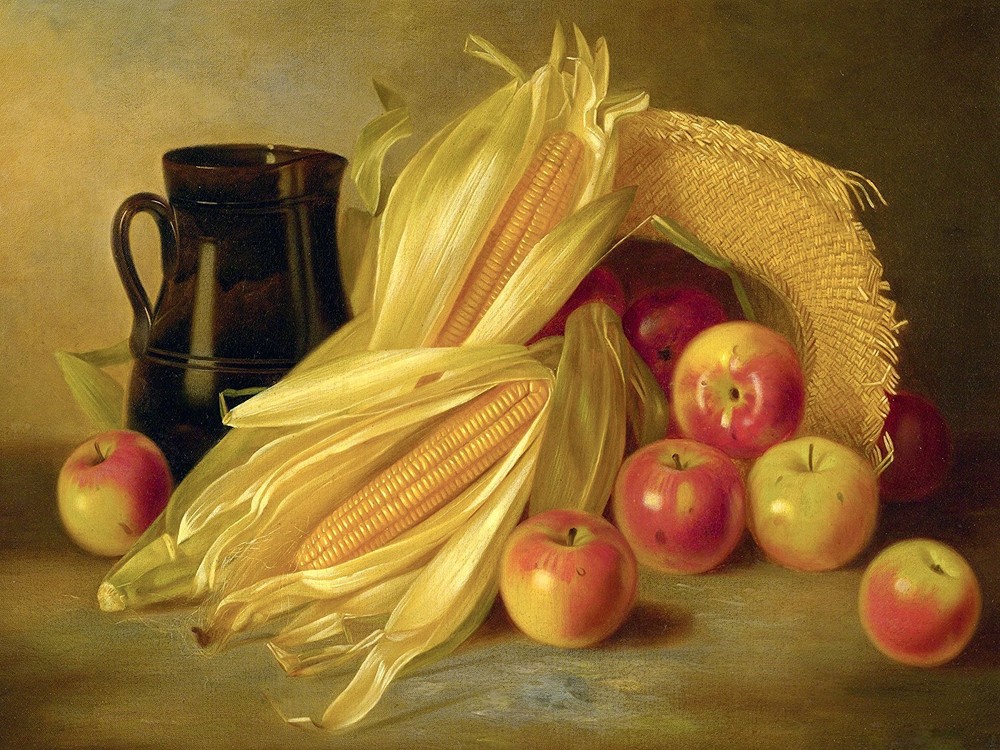 AUTUMN fruit I. Bacon apples corn Tile Mural Kitchen Backsplash Marble Ceramic