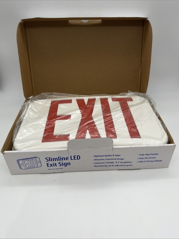 LED EXIT SIGN EMERGENCY LIGHT COMBO SLIM RED GREEN ADJUSTABLE UL NEW
