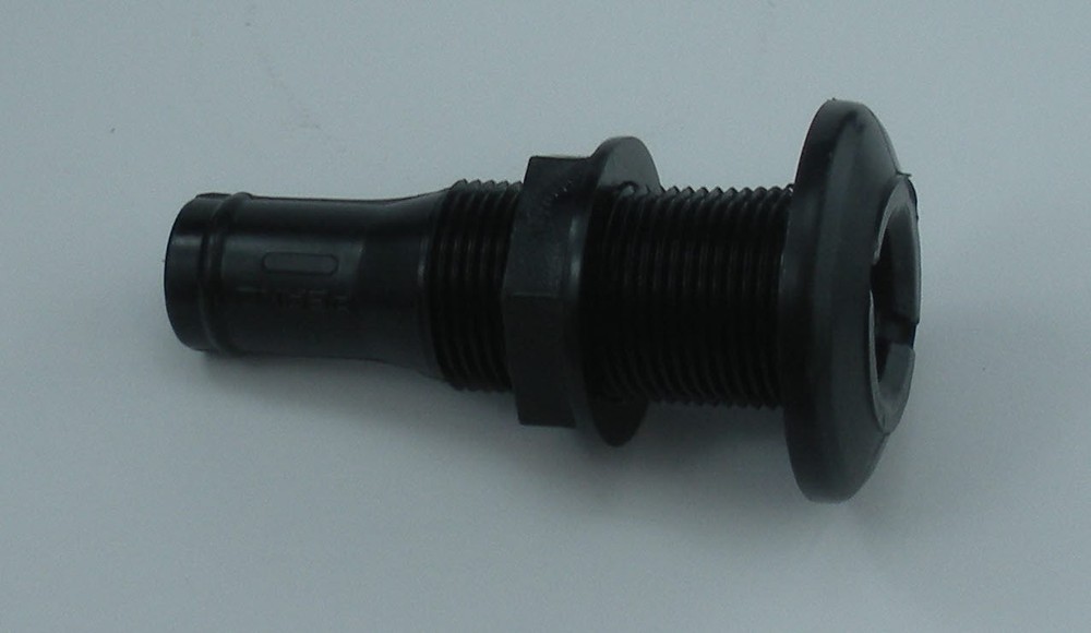 Perko 0328005BLK Thru Hull Connector Broad Flange Black For 3/4" Hose