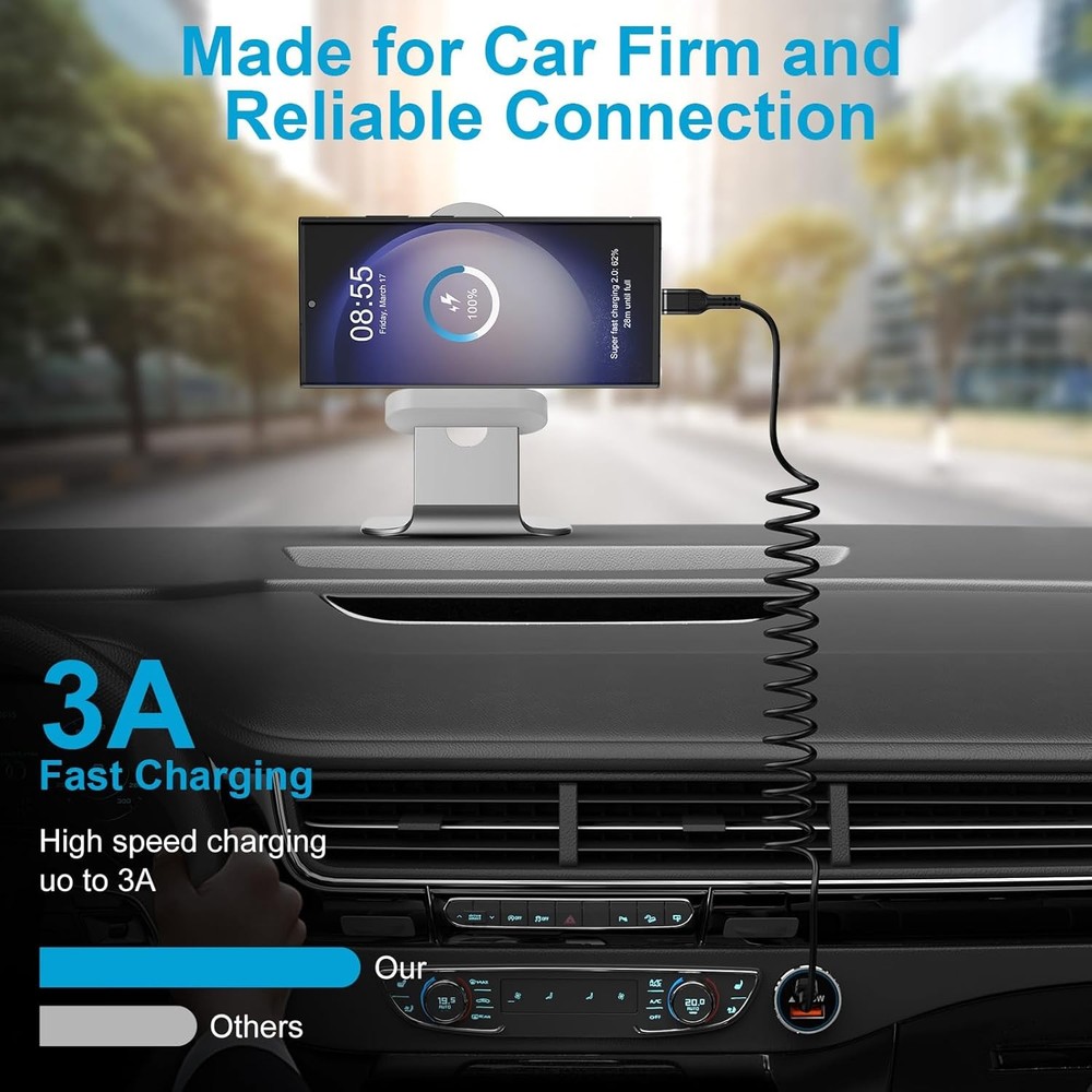 Retractable USB C Cable, 2Pack 3ft Coiled USB-C to C Cable 3FT, Black