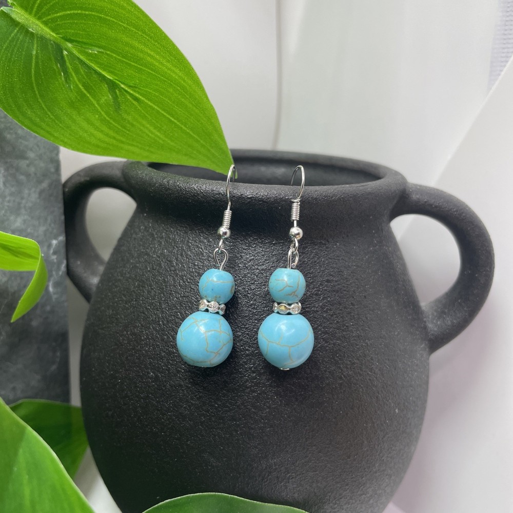 1.5” Silver-tone Beaded Boho Drop Dangle Earring Set New Free Ship C154
