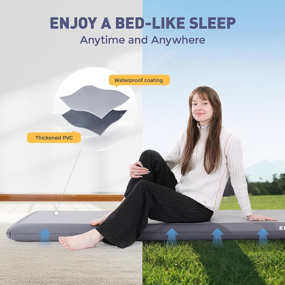 Camping Sleeping Pad with Multi-Function Electric Pump, 4’’ Ultra-Thick & 1100Lb
