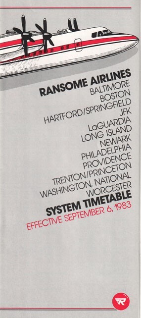Ransome Airlines timetable 1983/09/06