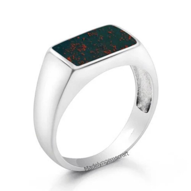 Bloodstone Ring Sterling Silver Ring Bloodstone Gemstone Ring For Men Gift Her