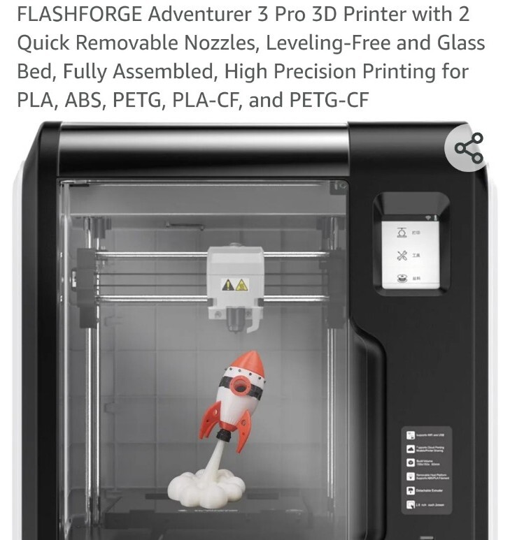 Flashforge Adventurer 3 3D Printer with Removable Nozzle - Black