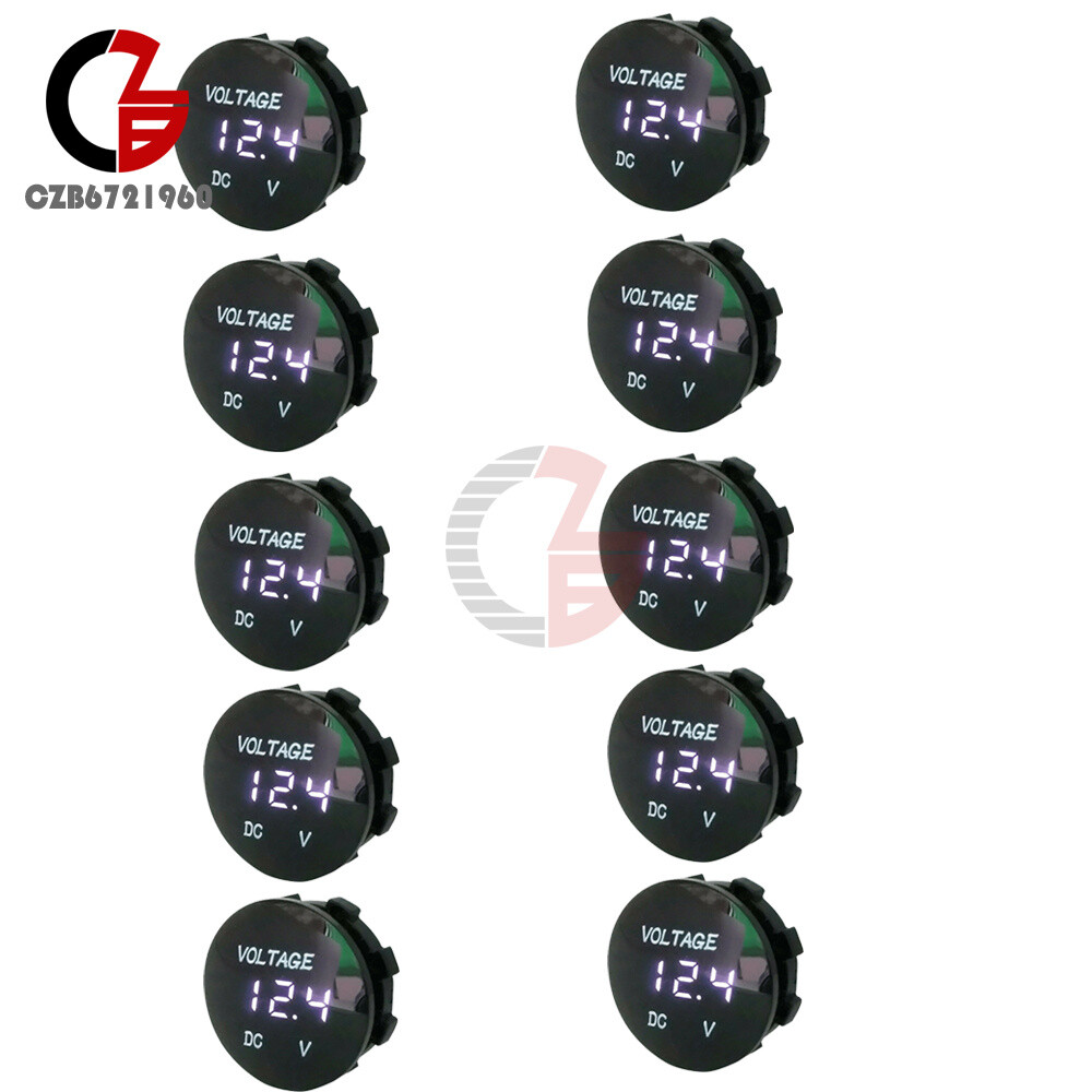 1-10PCS Digital DC12V-24V LED Panel Voltage Volt Meter Voltmeter Motorcycle Car