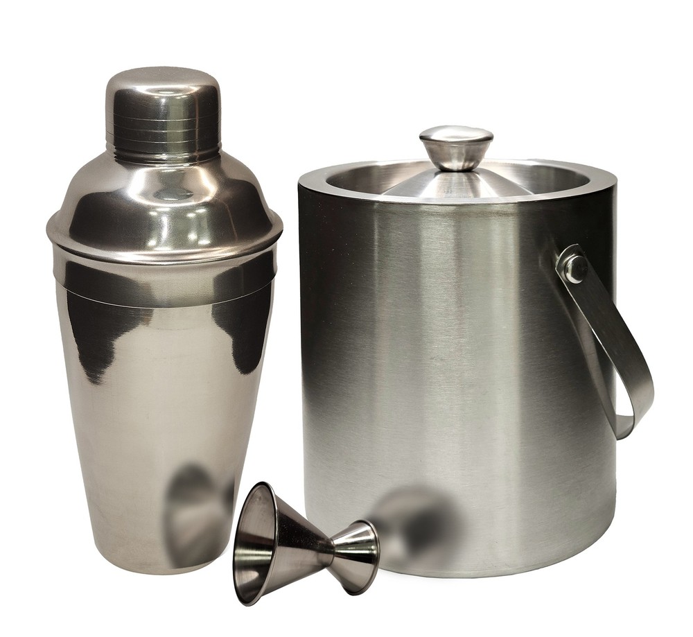 Home Brew Ohio Stainless Steel Cocktail Shaker 500ml, Double Walled Ice Bucket,