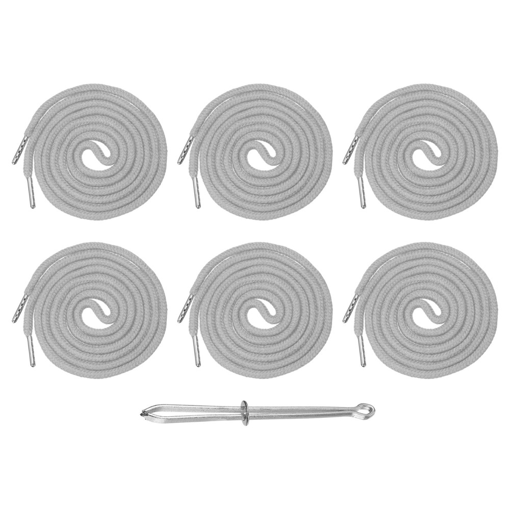 6 Pcs Hoodie Strings Drawstring Cords with Easy Threader (Light Gray)