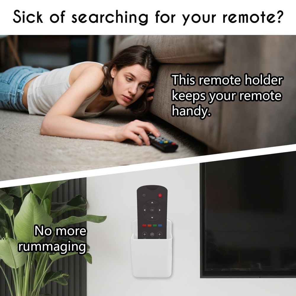 2 Pack White Remote Control Holder, adhesive Wall Mount Storage for TV and Co...