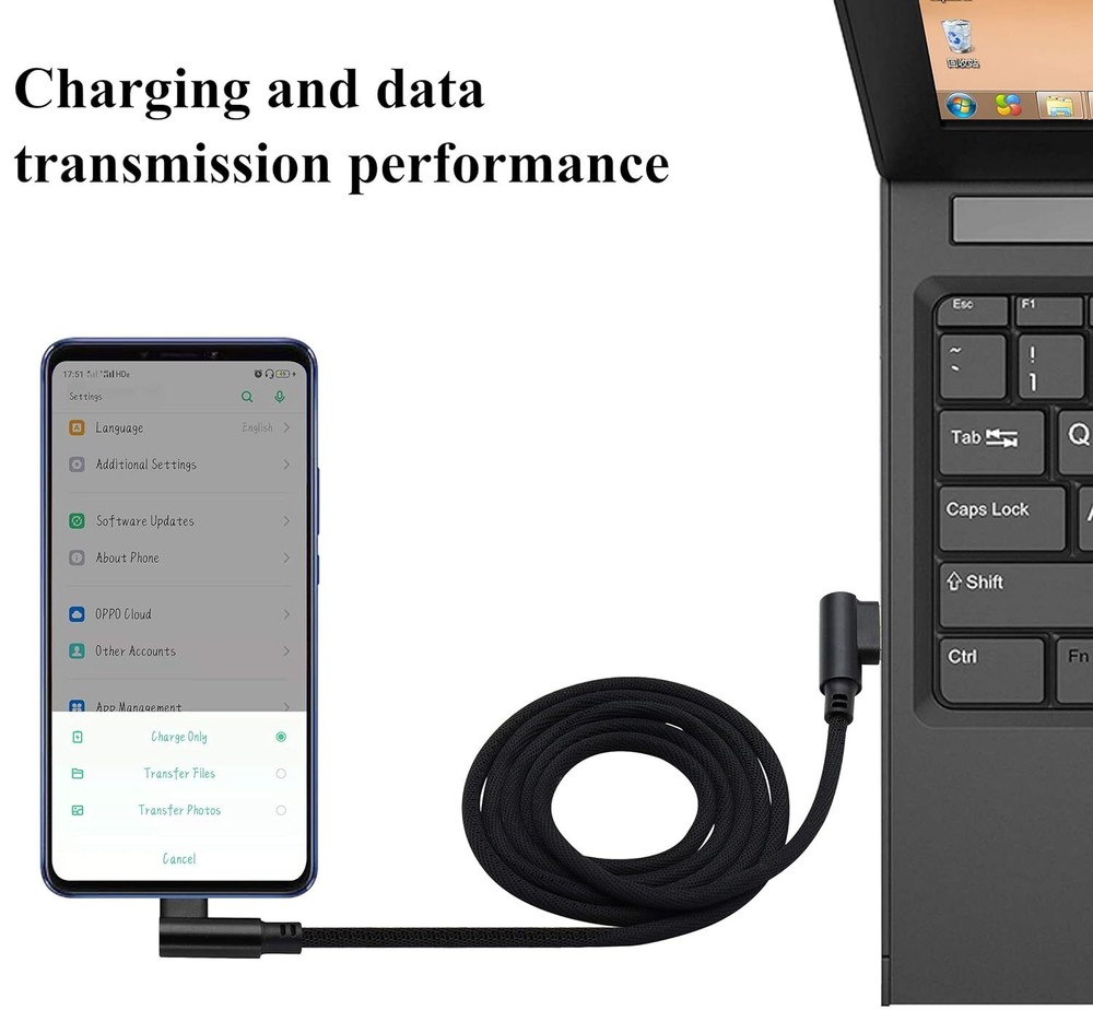 Double 90 Degree Right Angle Micro USB Charge Data Nylon Braided Cable 3/6/10FT