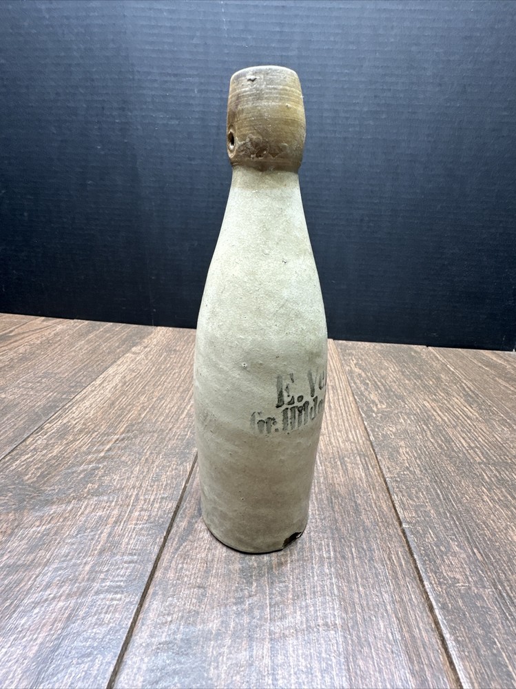 Vintage Glazed E.VEIL STONWARE BOTTLE