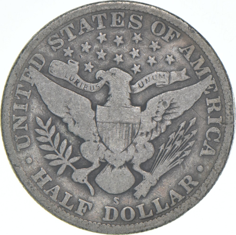 1915-S Barber Half Dollar Average Circ