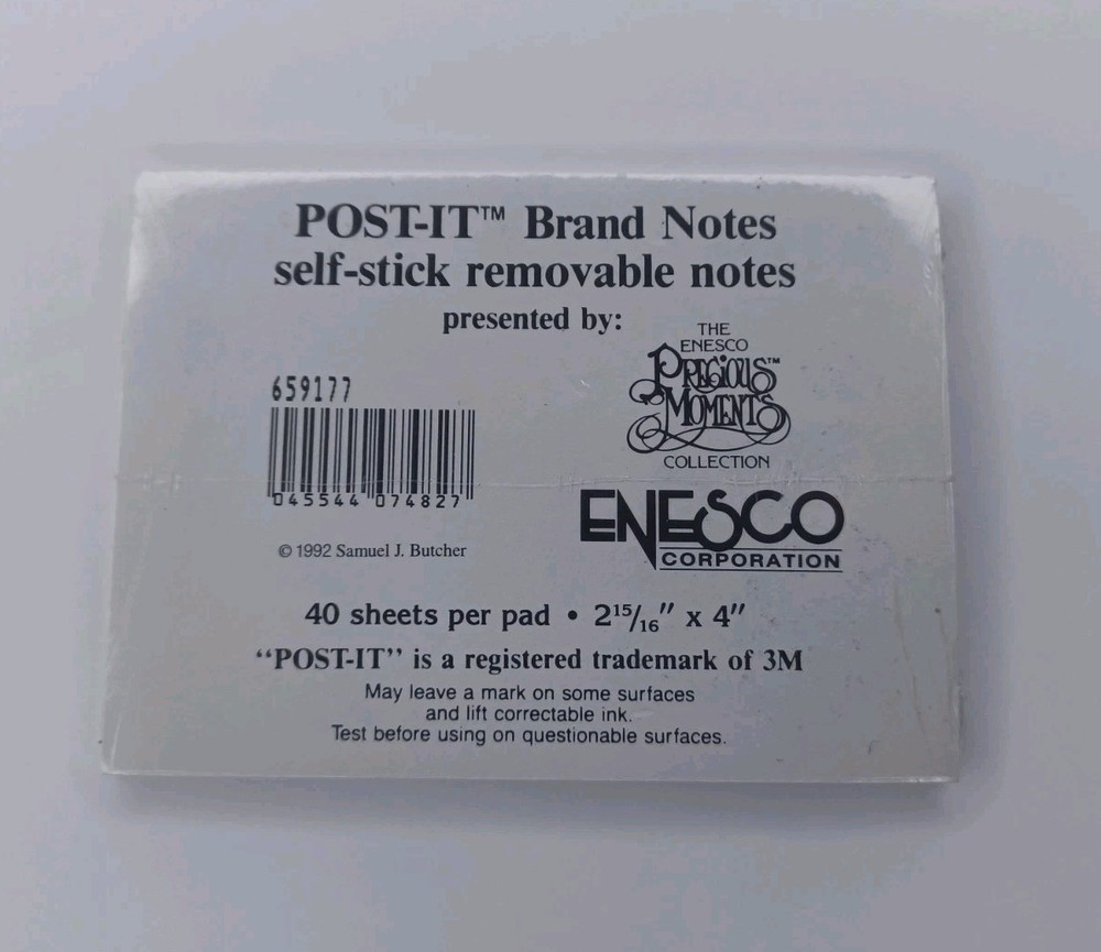 Precious Moments Enesco Post-It Brand Removable Notes Note Pad