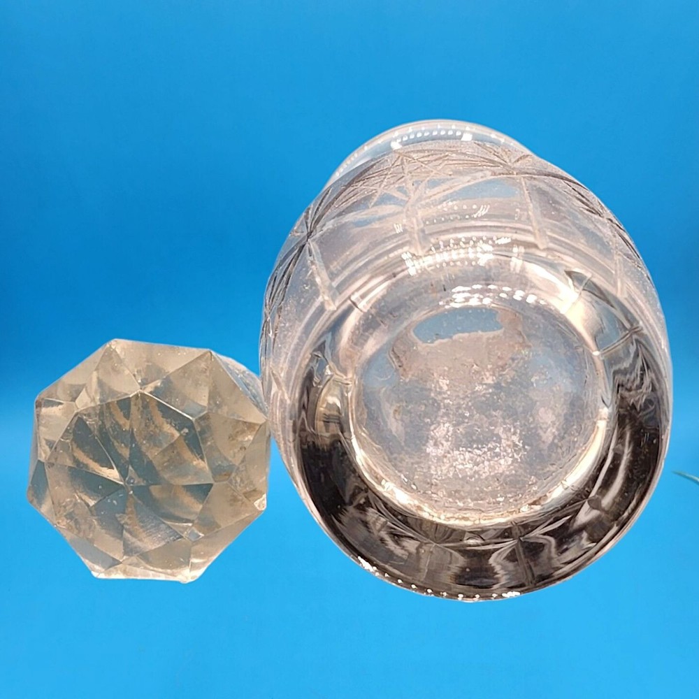 Starburst Pattern Iridescent Blue Perfume Bottle with Stopper Vanity