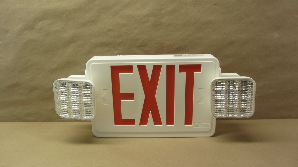 Lithonia Lighting Basics LED Exit Sign/Emergency Light Combo, 2-Head Fixture