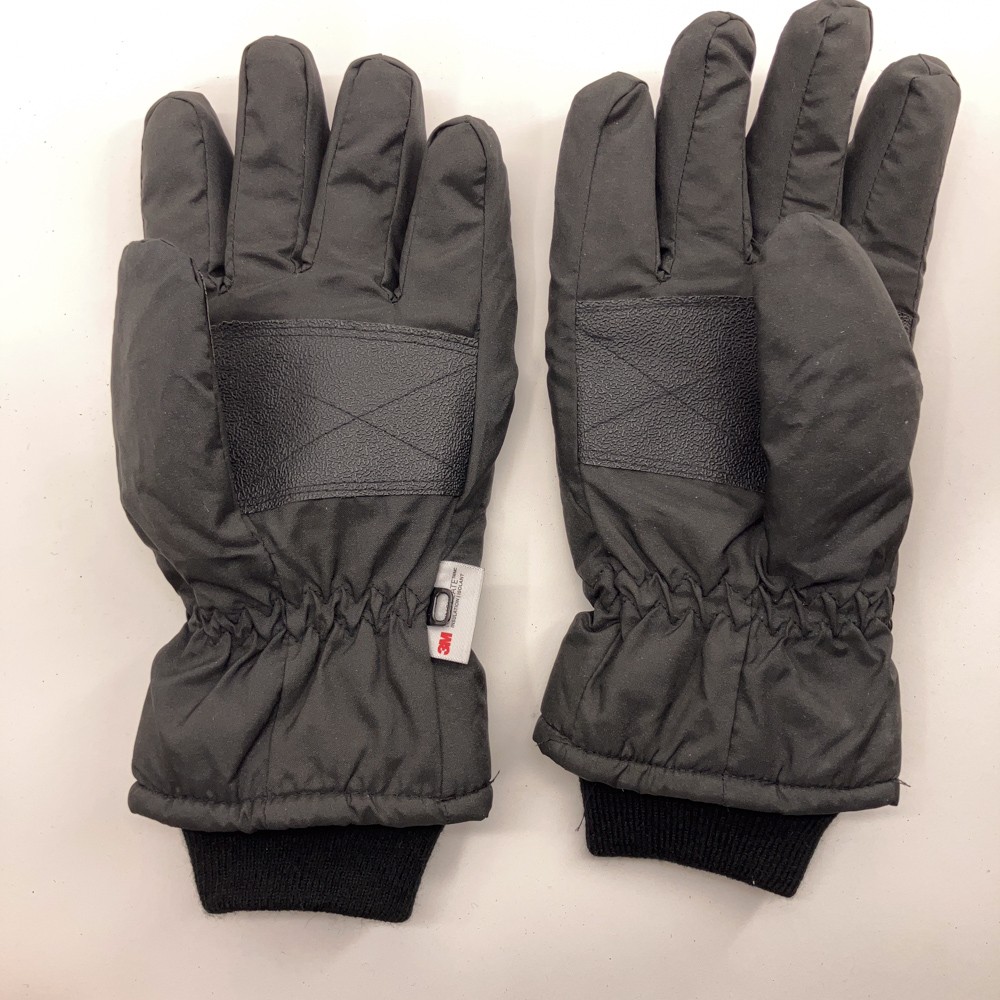 Men L Waterproof Black Winter Ski Gloves Plain