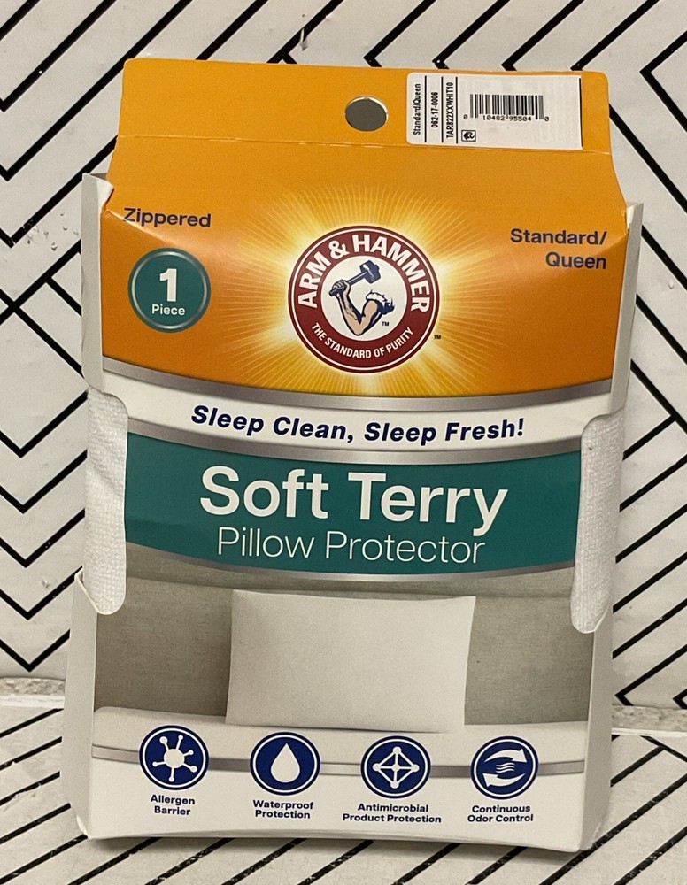 🥥 Arm & Hammer Standard/Queen Soft Terry Pillow Protector🆕