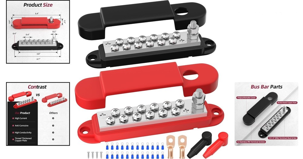Efficient 12 Volt Battery Busbar – 150A Current Rated Panel for Automotive Use