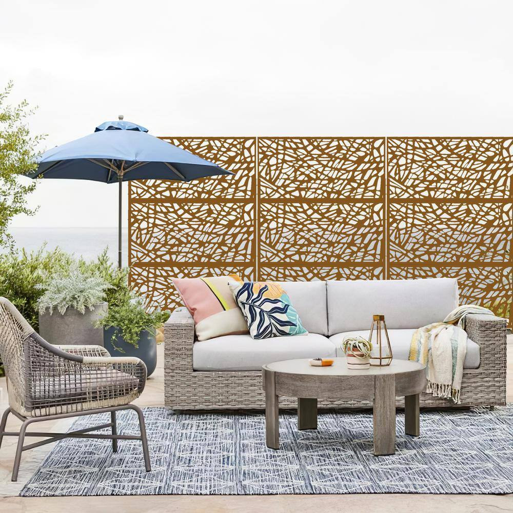 3-Panel Rust-Colored Weather Resistant Panel Screen