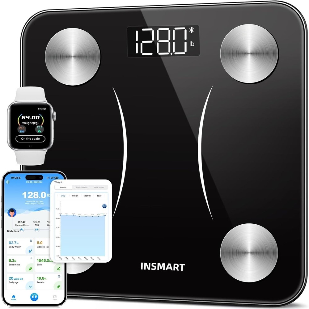 Advanced Body Fat Analyzer - 400 lb Capacity Scale with Bluetooth & App Tracking