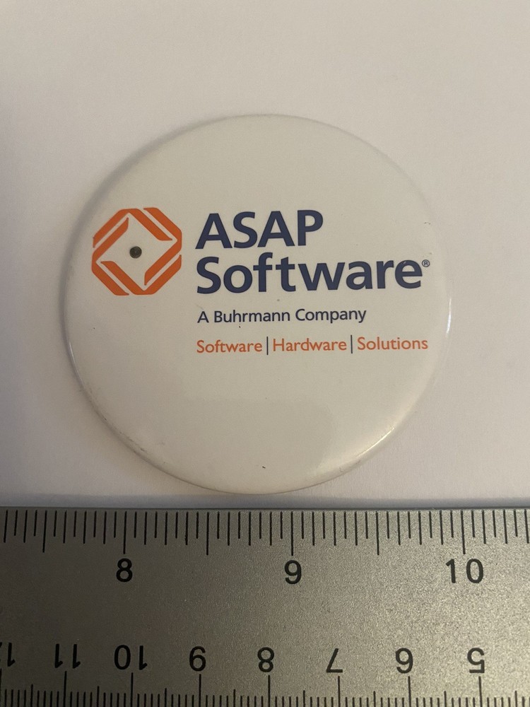 ASAP Software A Buhrmann Company Pin Back Button P188